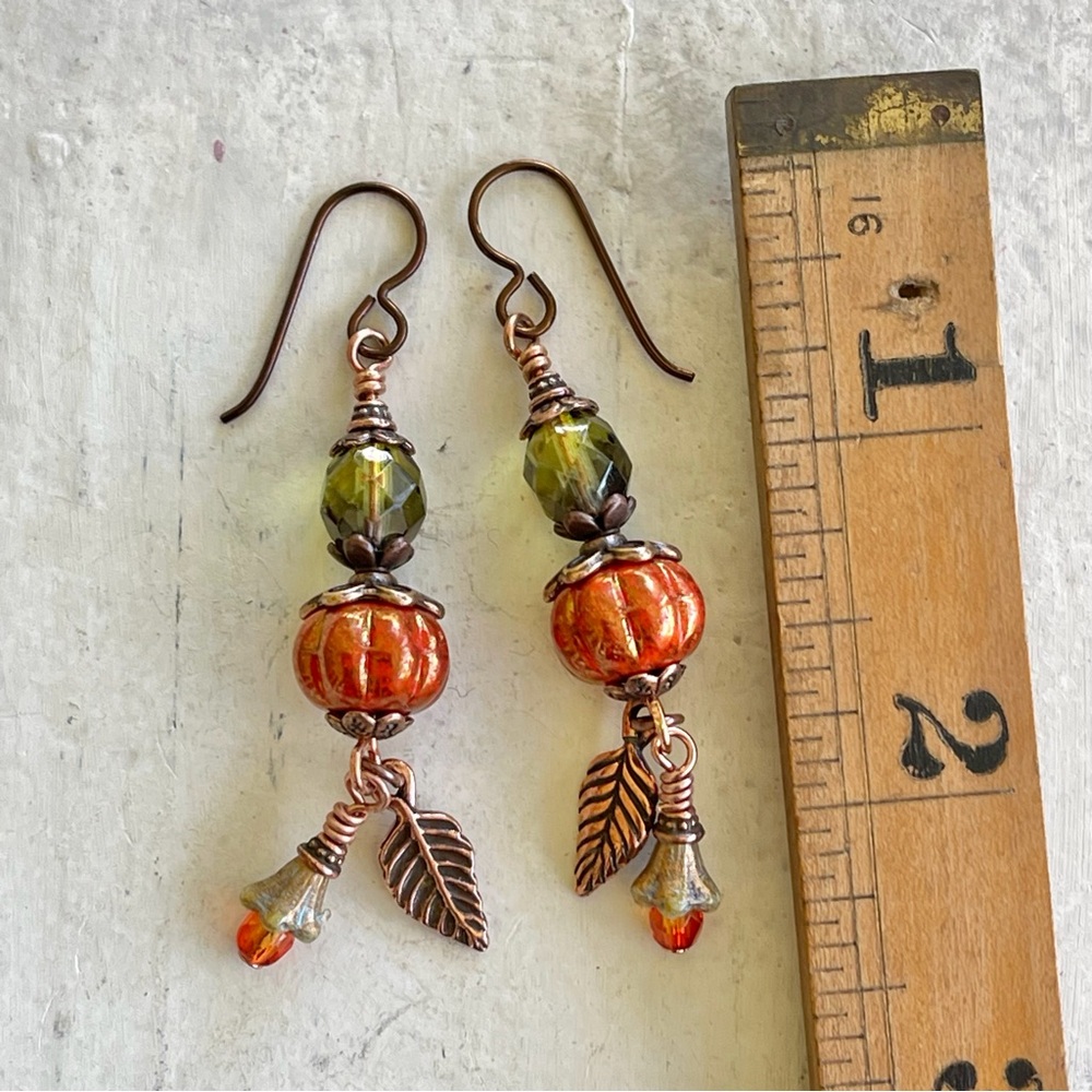 ARTISAN “Pumpkin on the Vine” Dangle Earrings - Picture 10 of 11